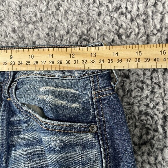 American Eagle Festival Mini Skirt Button Fly  Distressed Denim Women's Size 2 - Picture 4 of 12